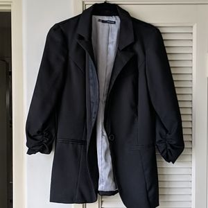 Black Blazer with 3/4 Sleeves with Ruching